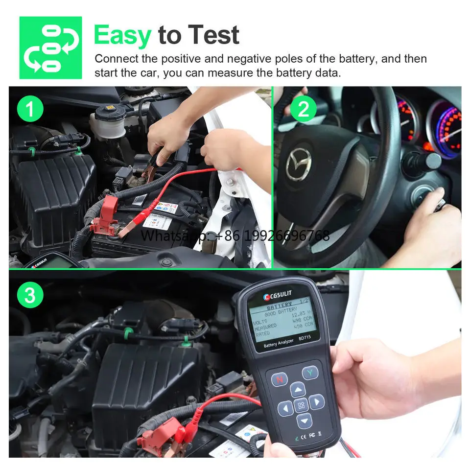 

Official Factory BD715 Multi-language Cranking Charging Load Test Car Battery Discharger Capacity Anaylyzer Tester factory
