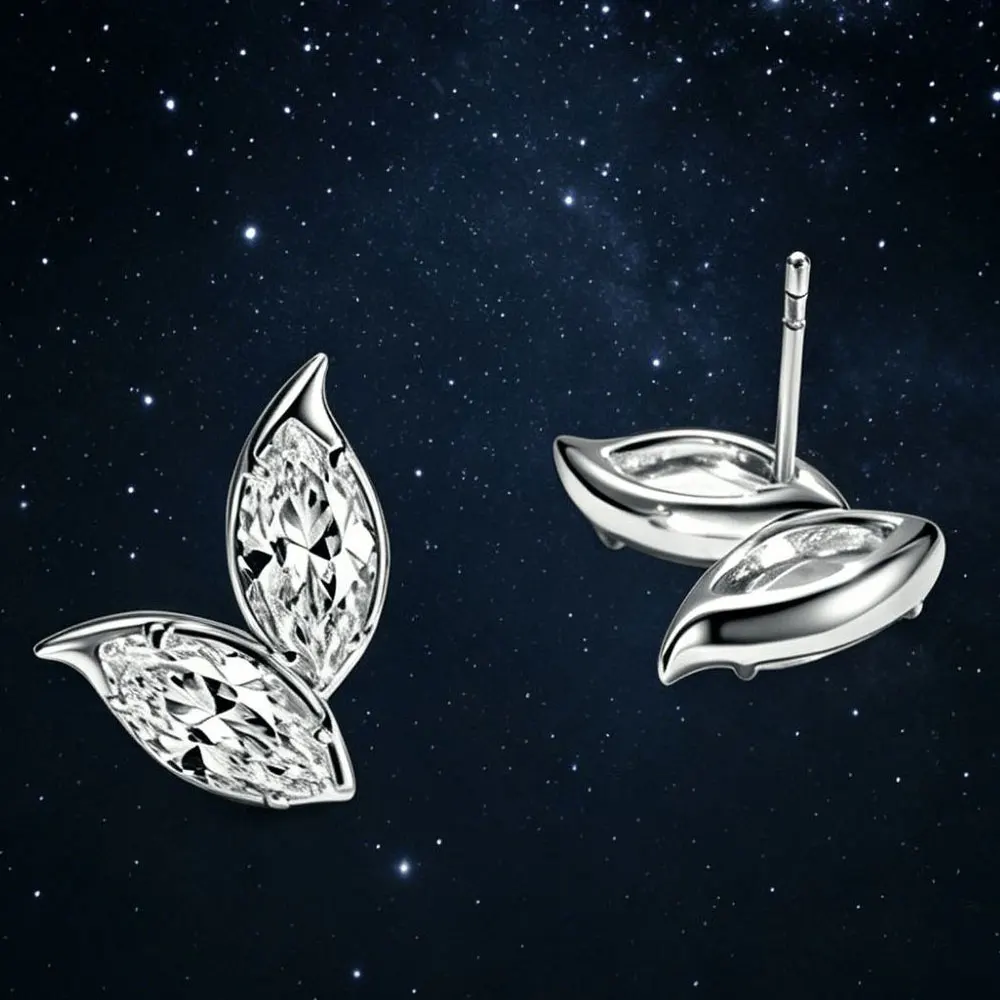 KNOBSPIN 925 Sterling Silver Marquise Cut Moissanite Stud Earring D VVS1 Leaf Shape Earrings Fine Jewelry Wedding Gift For Women