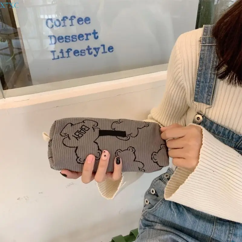 

X7XC Trendy Pen Bag Cartoon Zipper Pencil Case for Stylish Stationery Enthusiasts