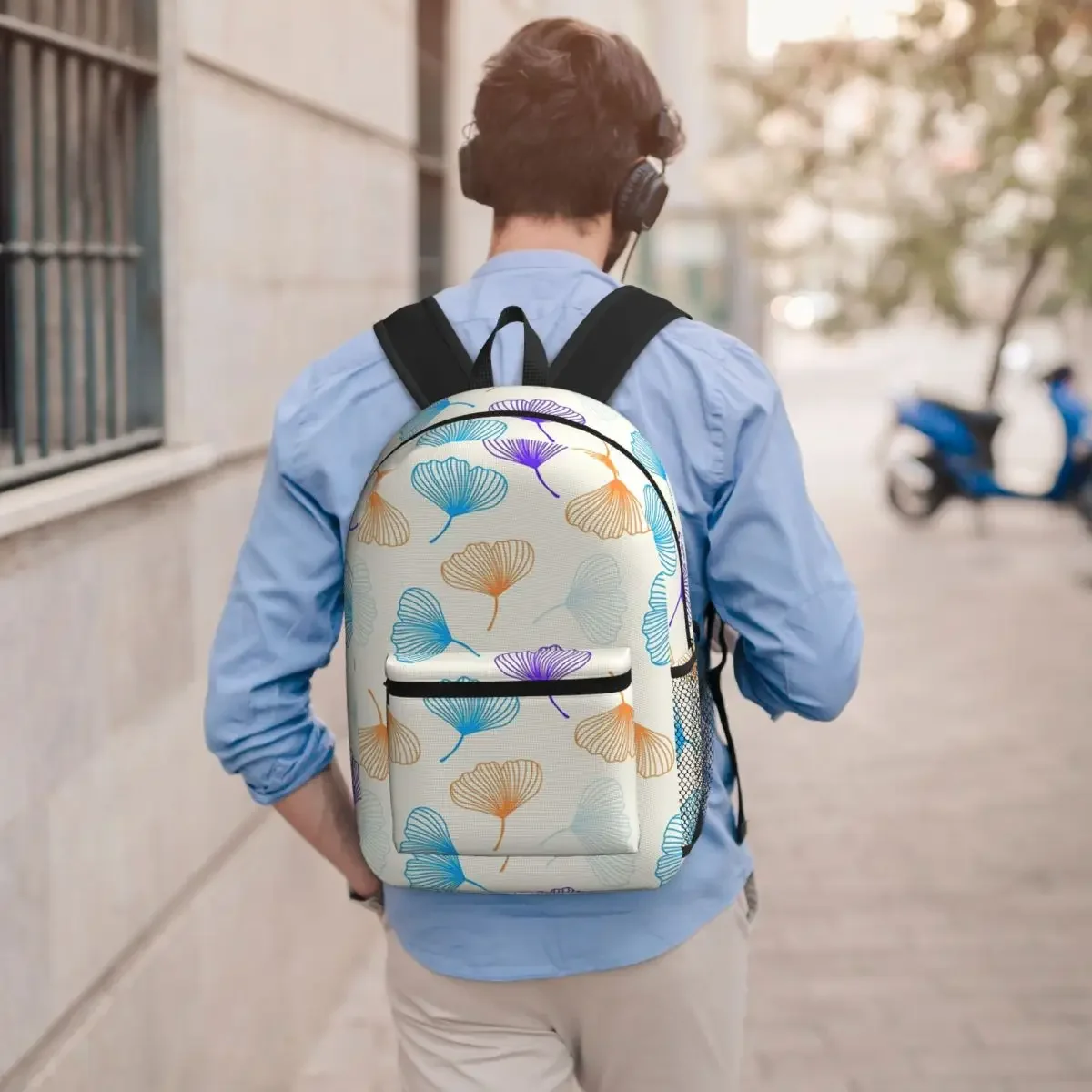 Light Colour Ginkgo Flowers Floral Backpack Boys Girls BookBag Children School Bag Computer Shoulder Bags for Men Women