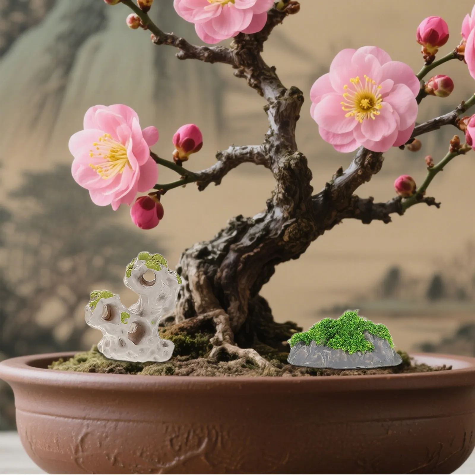 

18Pcs Miniature Rockery Ornaments Resin Mini Mountain Landscape Decor for Bonsai Terrarium Diorama Supplies Micro Landscape