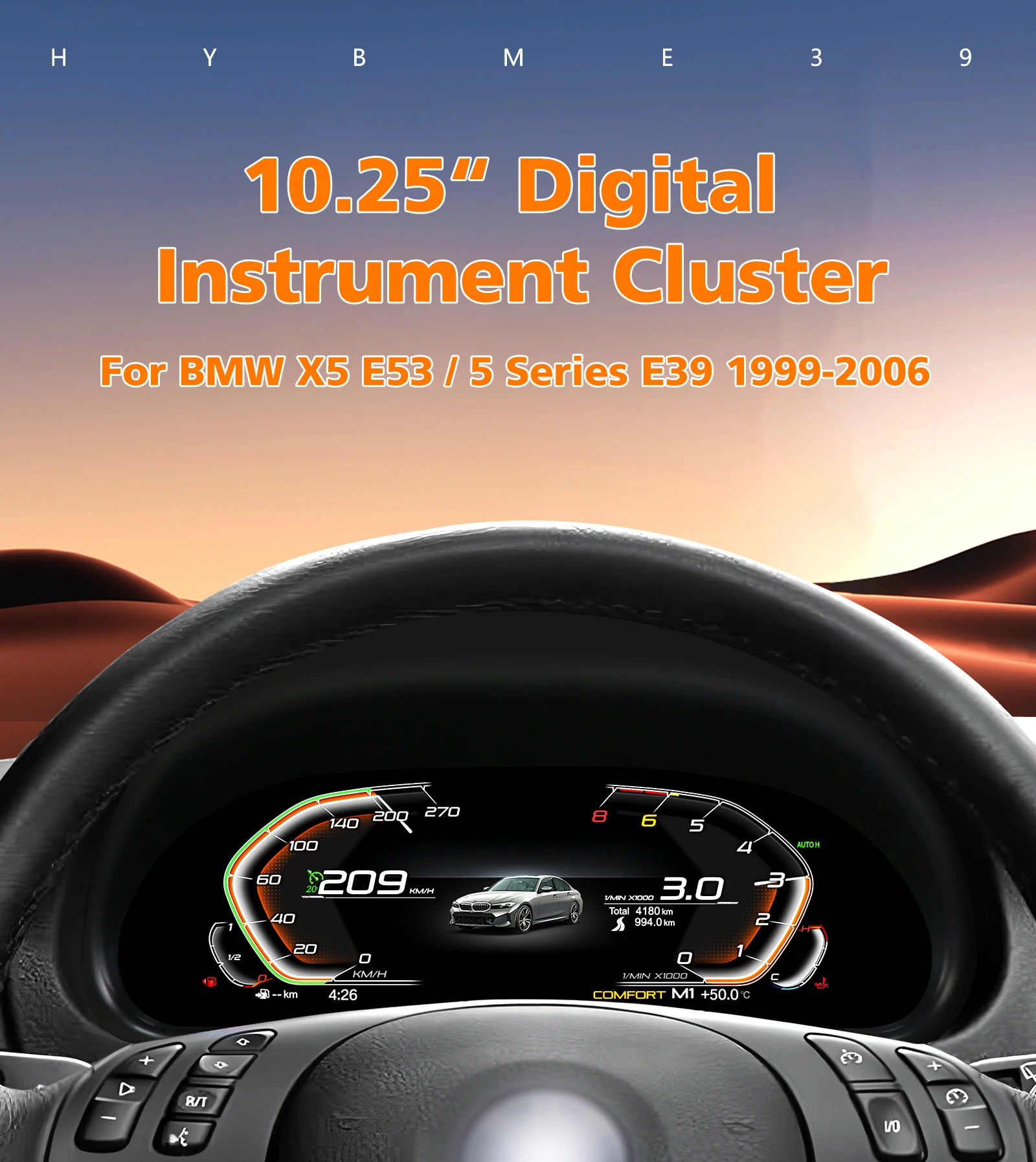 

1920*720 Car Digital Instrument Cluster for BMW 5 Series E39 1999-2006 X5 E53 lcd dashboard display Virtual Cockpit Gauge panel