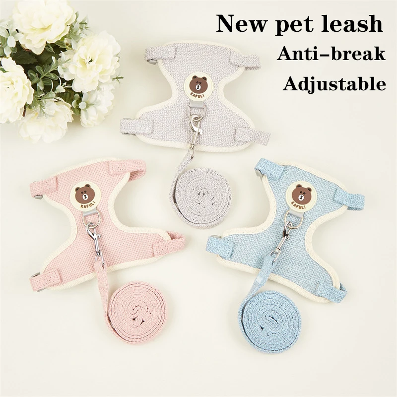 

Cross-border dog leash vest type than teddy bear small dogs chest straps cat traction rope rope rabbit