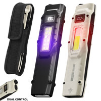 800LM USB Tactical Flashlight Waterproof COB Work Light W/Dual Switch & UV/Red Light for Camping Emergency Outdoor Activities