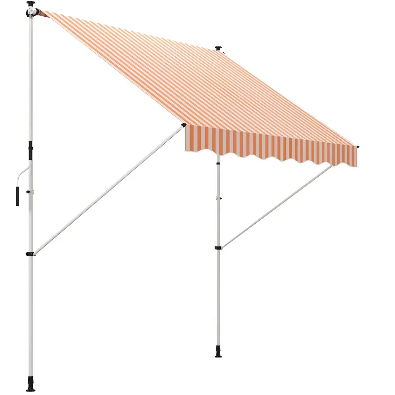 2026 Outsunny 3x1.5m Arm Awning With Crank And Telescopic Structure, Orange And White