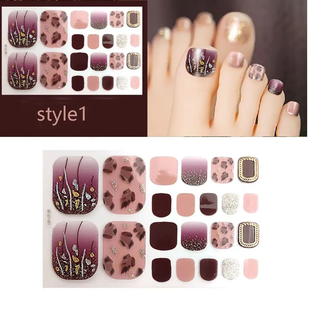 Belleza y salud uñas postizas raya cubierta completa calcomanías autoadhesivas para manicura pegatinas para uñas de los pies decoraciones para pies estilo fresco