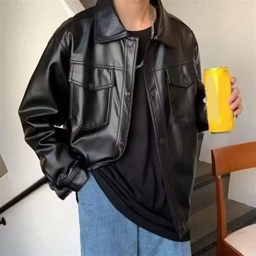 

For Daily Wear Casual Men's Outerwear Men's Motorcycle Coat Motorcycle Riding Regular Clothing Length Solid Color Pattern
