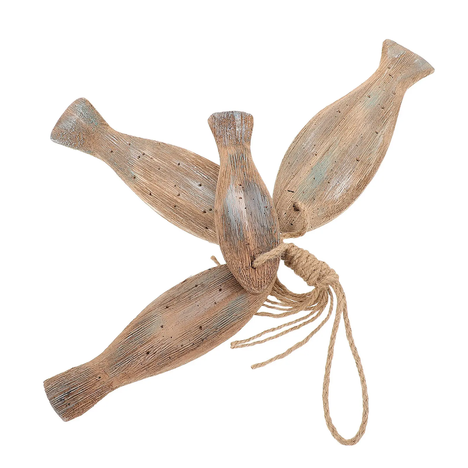 Wooden Fish Rustic Nautical Wall Hanging Decor Hand Carved Fish Ornament Beach Coastal Lake Cabin Decoration