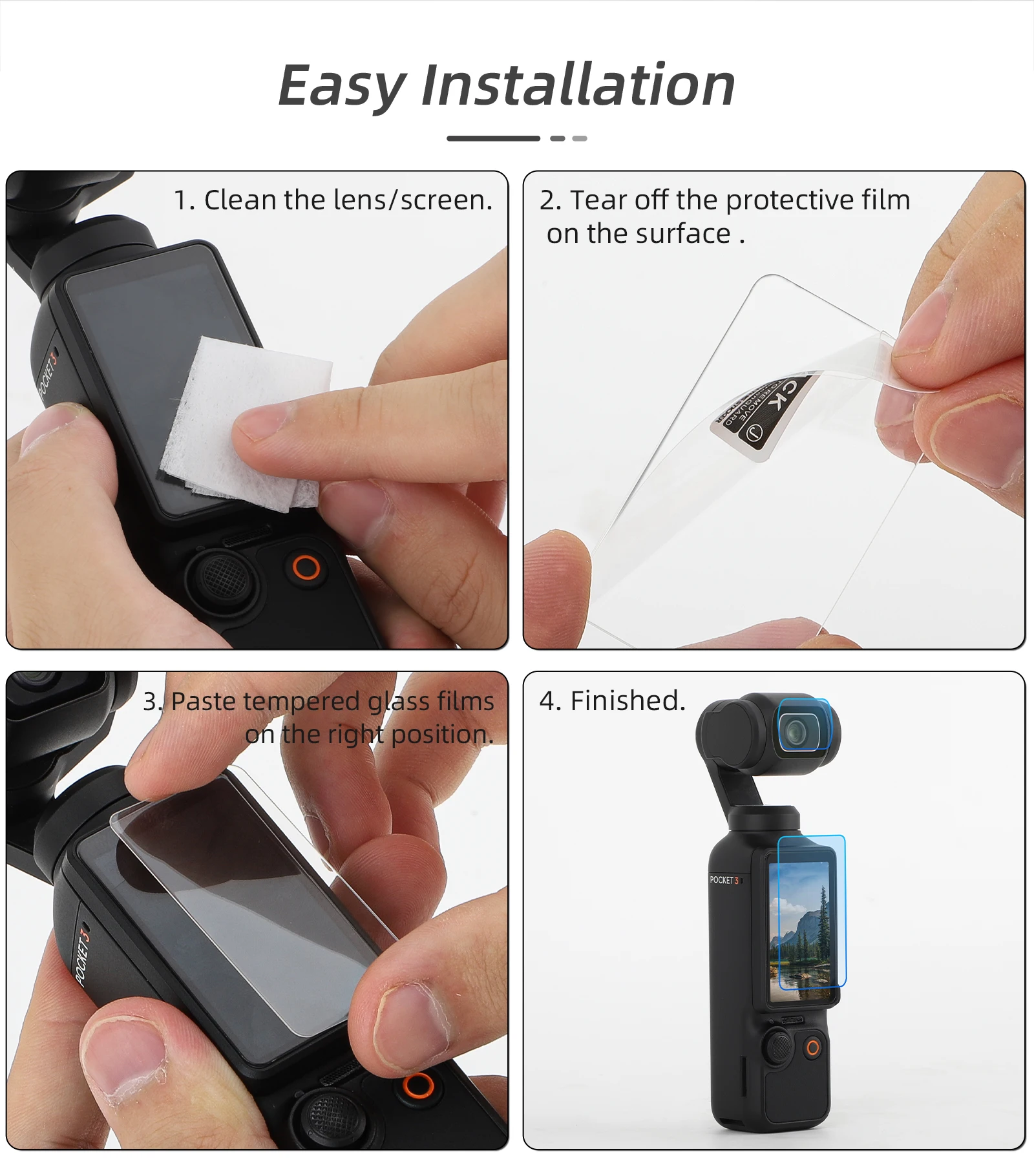 Schutzfolie für DJI Osmo Pocket 3, Glas-Displayschutzfolie, Härte, kratzfeste Bildschirmfolie, Osmo Pocket 3, Zubehör