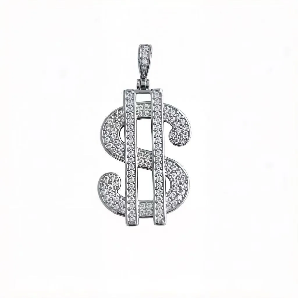 5 Pcs Dollar Sign Charms Cubic Zirconia Pav Pendant 18x27mm Jewelry Supplies for African American Black Woman Bracelets Necklace