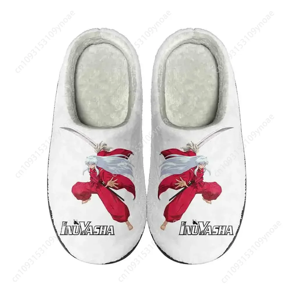 Zapatillas personalizadas de algodón para el hogar de Anime Inuyasha Kikyō, zapatillas térmicas informales de moda de felpa para hombres y mujeres para adolescentes