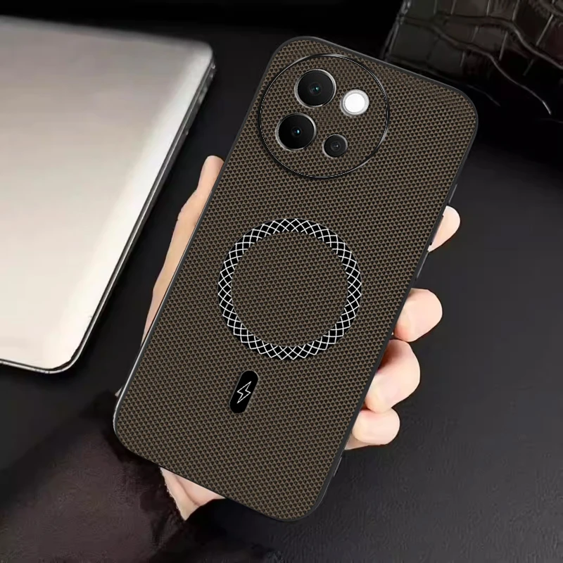 Biruiqu VIVO V40 Lite New Ultra-thin Magnetic Leather Shock-absorbing Protective Phone Case