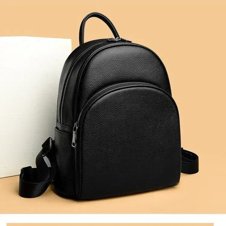 New Fashion Luxury Brand Cowhide Genuine Leather Women Backpacks Female Lady Girl Student Korean Casual Designer Backpack