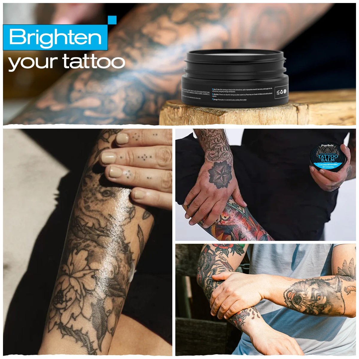 TATTOO BALM Cream Moisturizing Nourishing After Tattooing Brightens Lasting Color Fixation Enhances Protection Color, Gentle