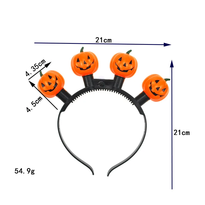 Halloween Funky Glow Headband for Girls Boys LED Lights Glow Skull Pumpkin Hair Clips Festivals Parties Fashion Hair Accessories