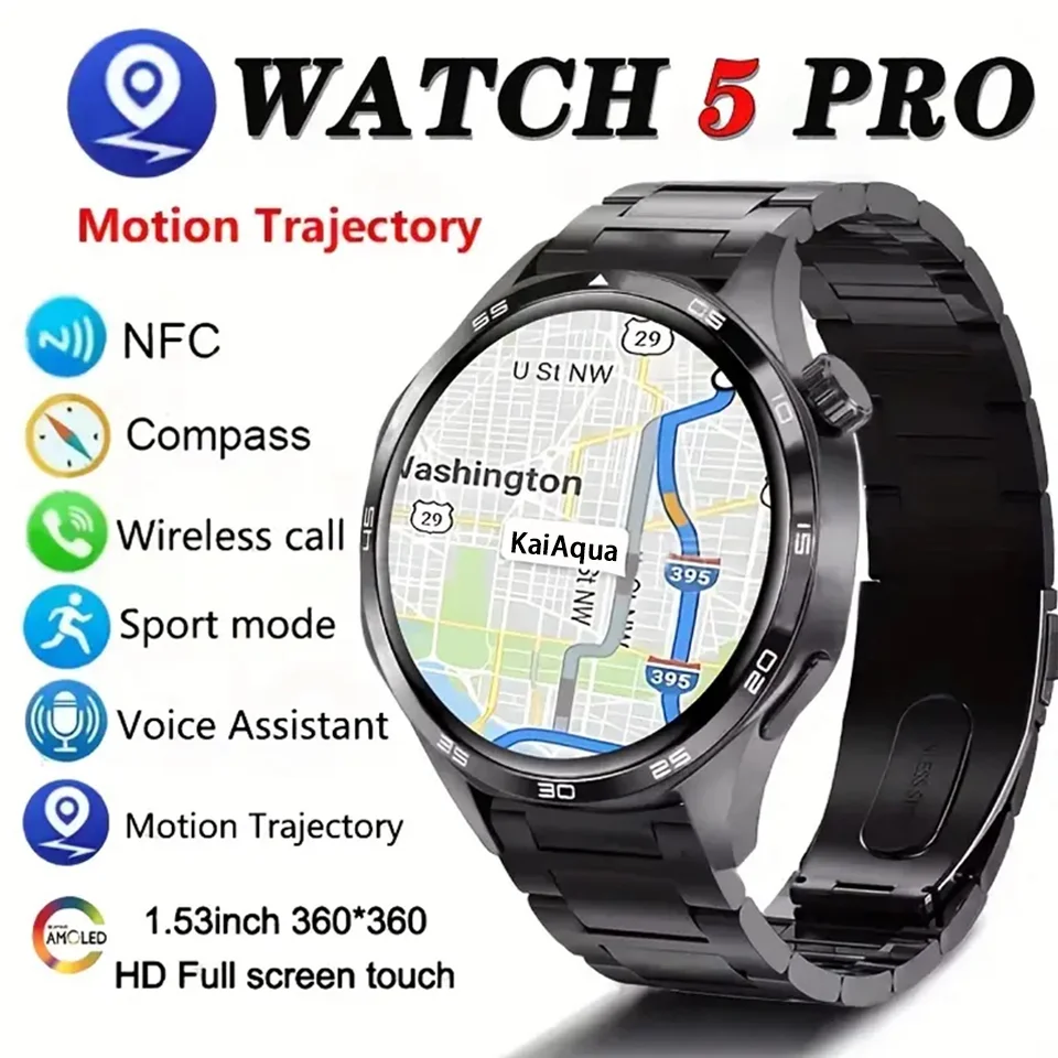 

2025 Classic GT5 Pro GPS NFC Смарт-часы Мужчины 360*360 AMOLED Экран Сердечный ритм Bluetooth Вызов IP67 Водонепроницаемые мужские умные часы Новые