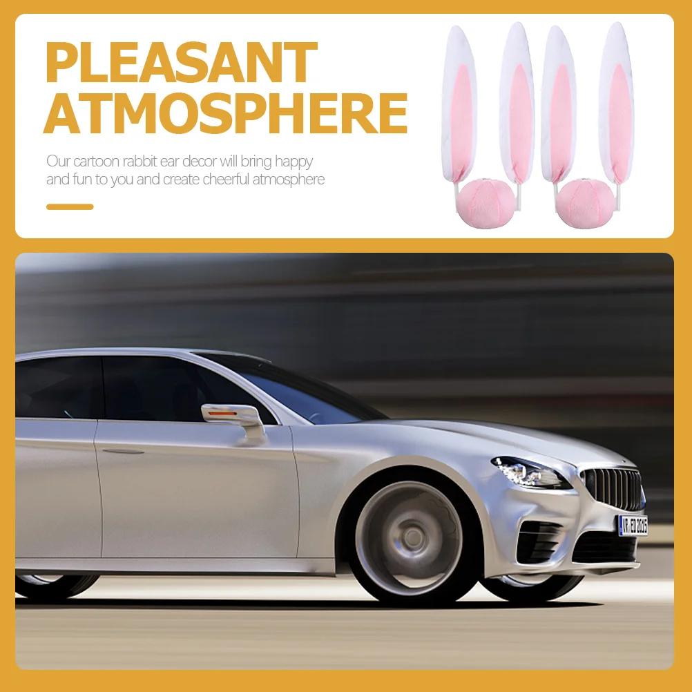 

2 Sets Rabbit Ears Car Decoration Durable Cloth Bunny Vehicle-mounted Year Ornament Home Hanging Creative New Year Gift