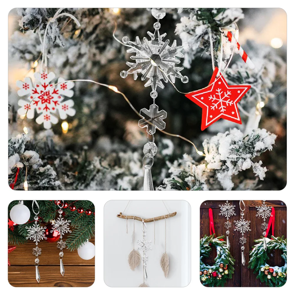 

4Pcs Snowflake Hanging Decor Acrylic Xmas Tree Ornament Christmas Pendant Party Decoration Supplies Christmas Decorations