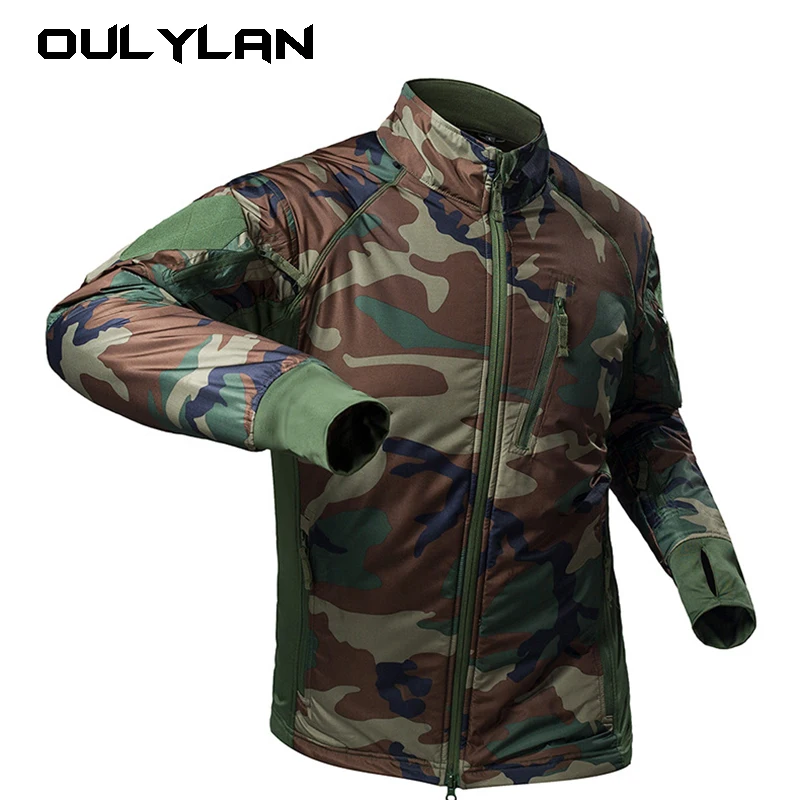 

Oulylan Men's Waterproof Hiking Jackets Outdoor Softshell Waterproof Camouflage Military Tactical Fleece Coat Winter