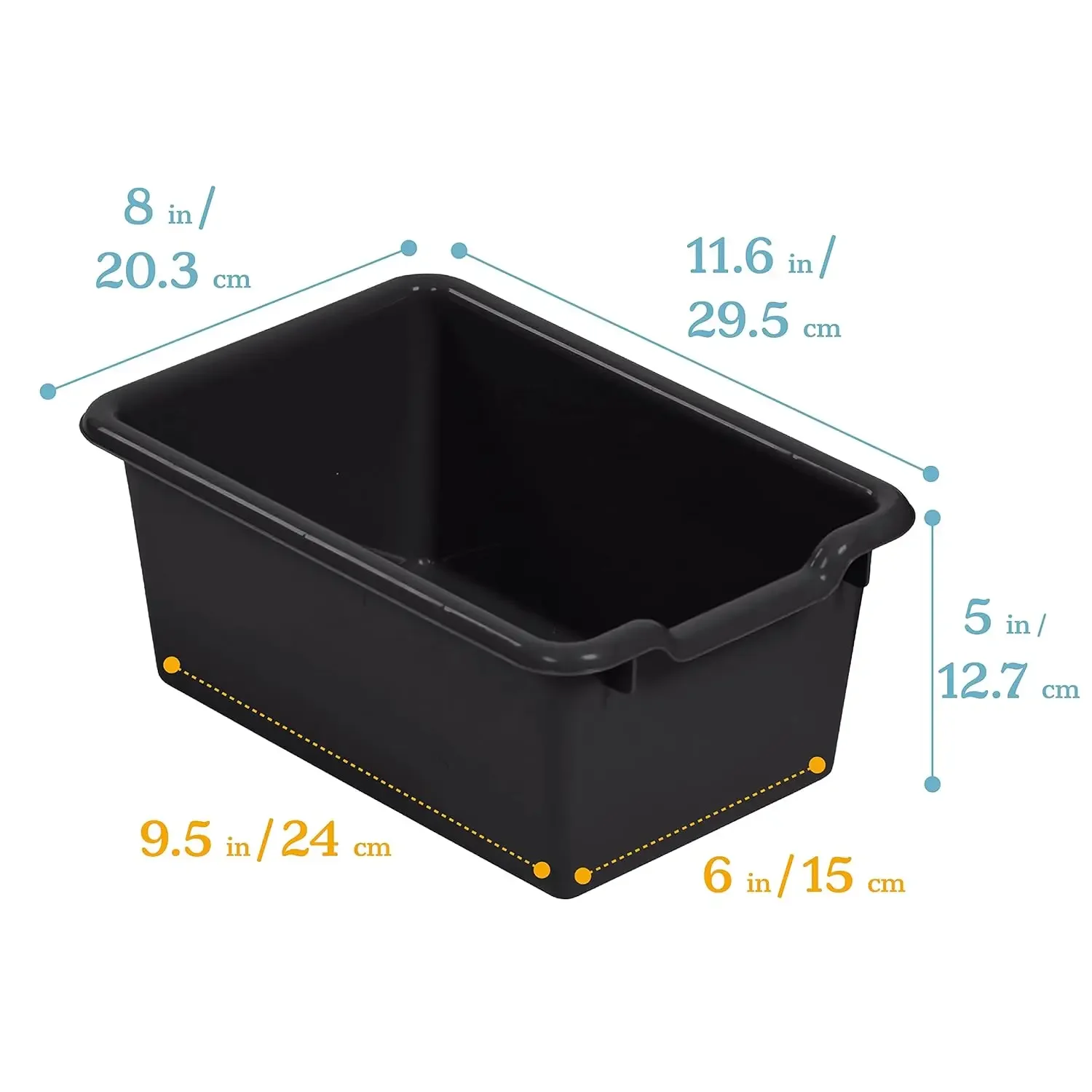 Scoop Front Storage Bin, Multipurpose Organization, Black, 30-Piece