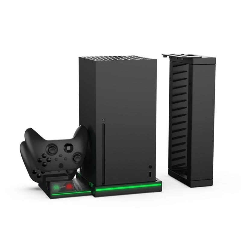 G8DB Stand for X Console, Dual Charging Dock for Controller, Charging Station with Game Rack Storage