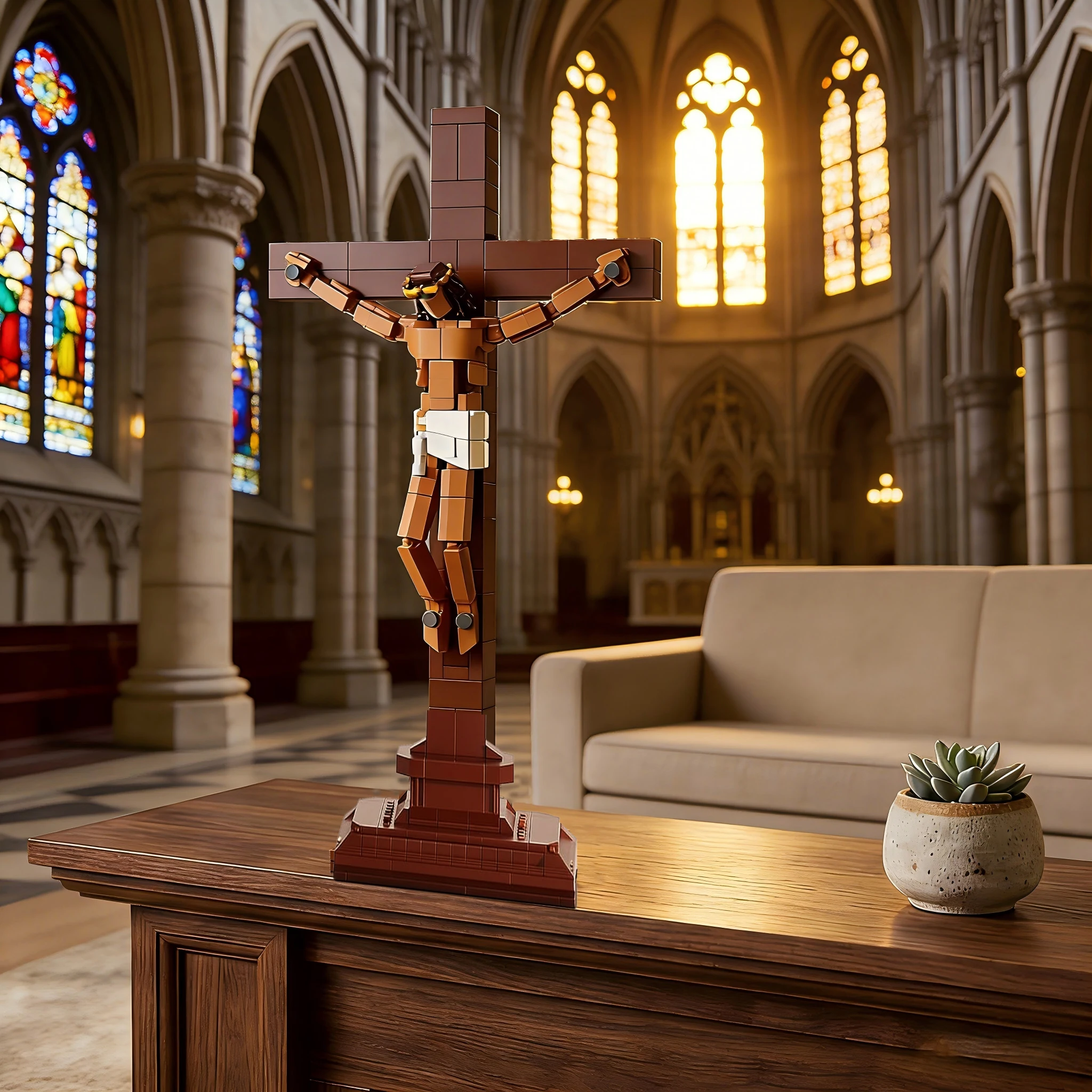 

Jesus Crucifix Building Set Christian Cross Display Model Faith-Based Religious Home & Office Decor Statue