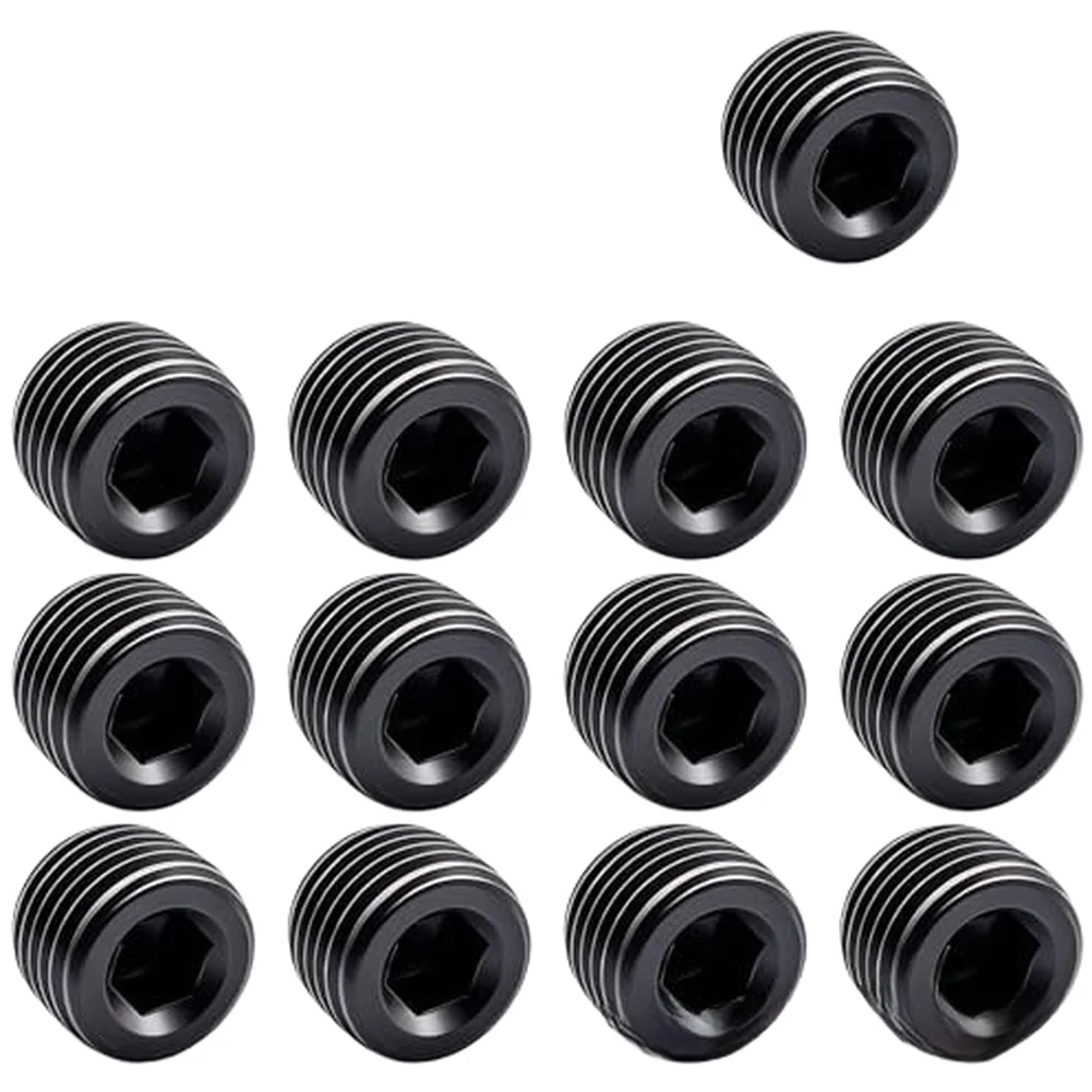 13Pcs 1/4 NPT Black Carbon Steel Pipe Hex Socket Threaded Sealing Set Fits Gas Oil Water Plumbing Pneumatic Hydraulic Fitti