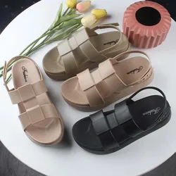 Women's PVC Fashion Thick Soled Sandals Casual Summer New Solid Color Flat Beach Women's Shoes