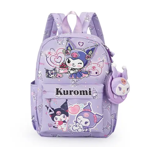 Kuromi & Cinnamoroll Backpack With Coin Purse, Hello Kitty Cartoon Schoolbag, Girl Casual Travel Commute Knapsack For Daily Use
