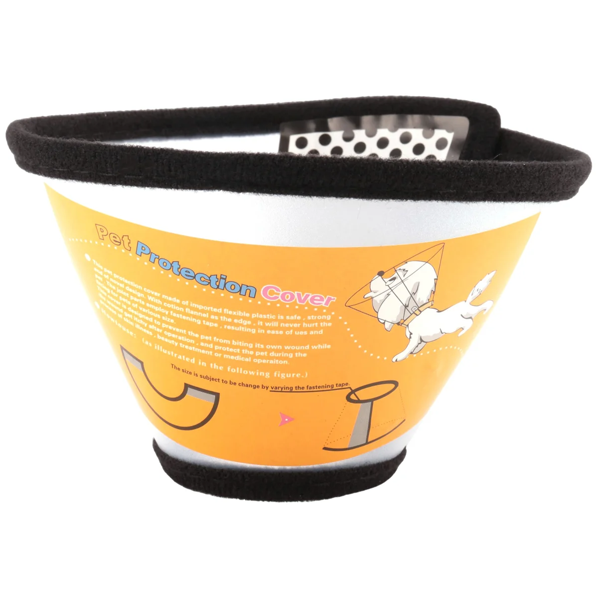 AB06 Elizabethan Dog Cat Pet Wound Healing Cone E- Collar White with Black