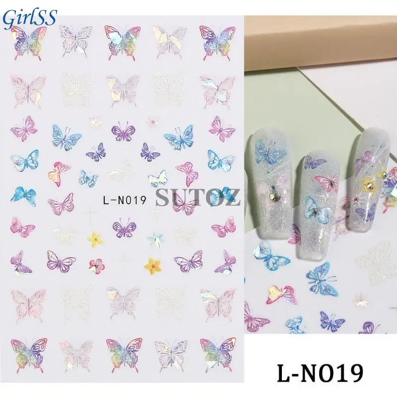 DIY Art 5D Butterfly Stickerrs Adesivo relevo dourado Dicas manicure Decoração para mulheres T4MB