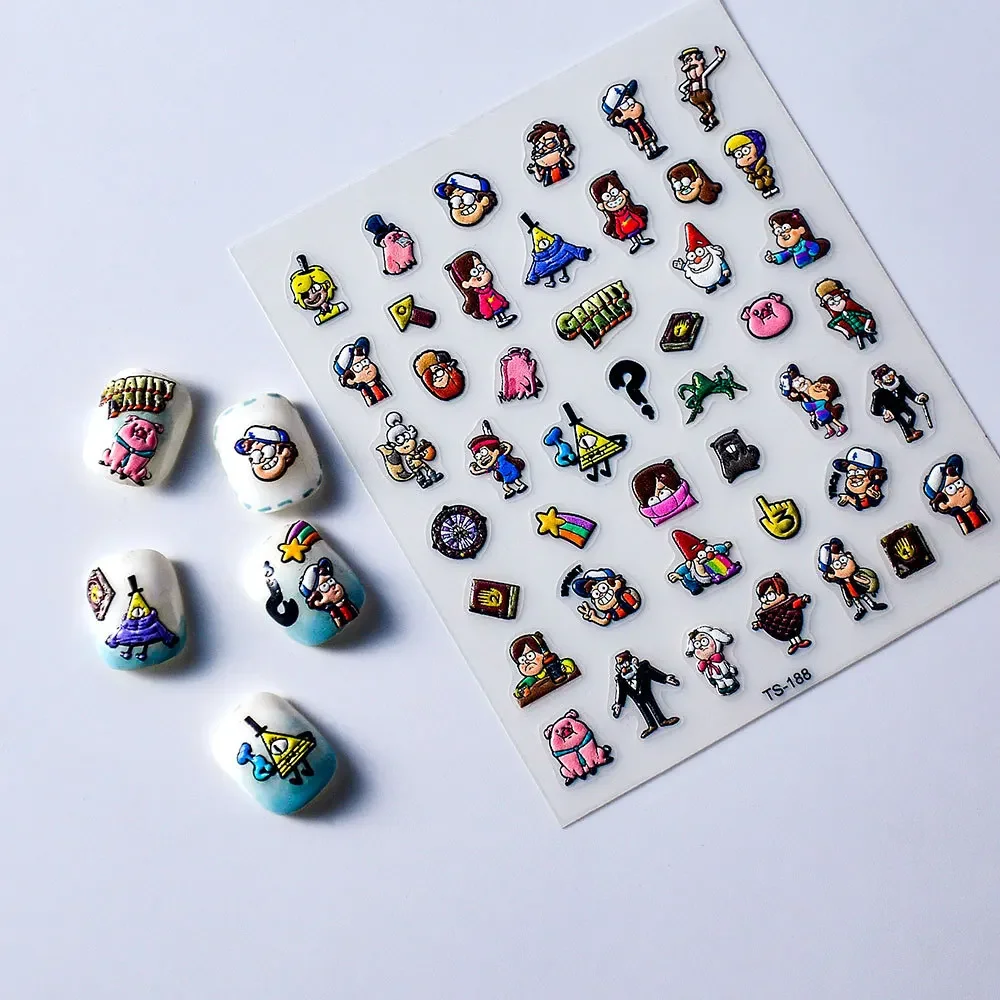 Gravity Falls Disney 5D Nail Stickers Nail Art Jewelry Nails Parts Self Adhesive Sticker Decals Supplies Manicure Decoration