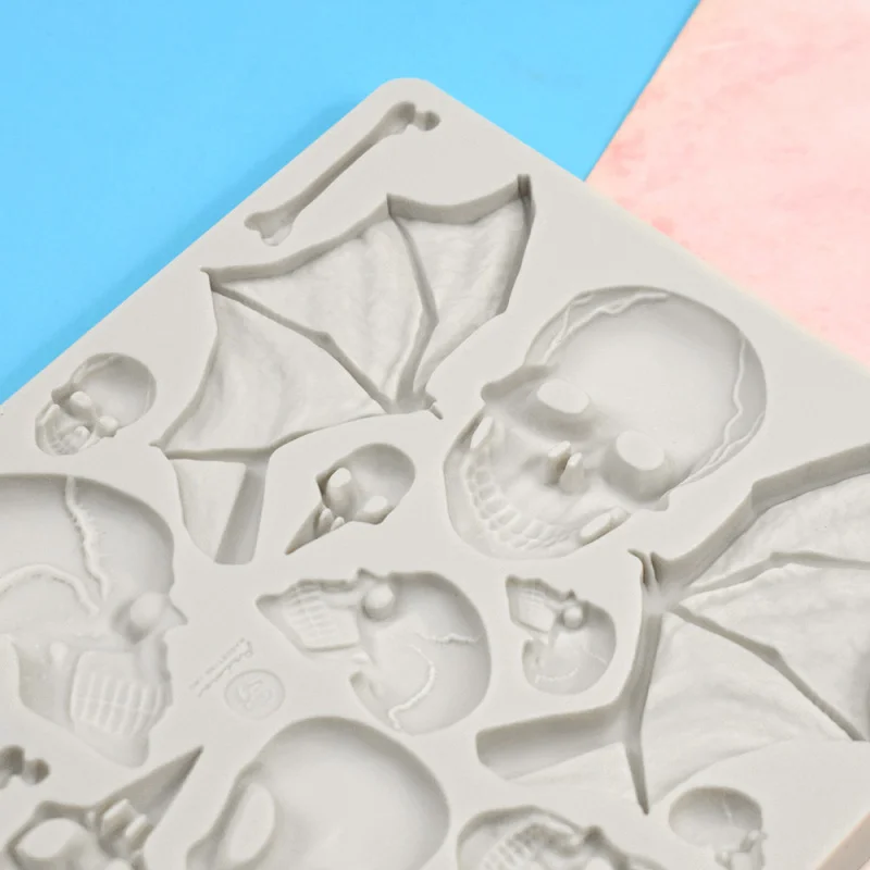 Halloween Skull Silicone Mold Hot Sale Devil Wings Epoxy Mold Bones Fondant Baking