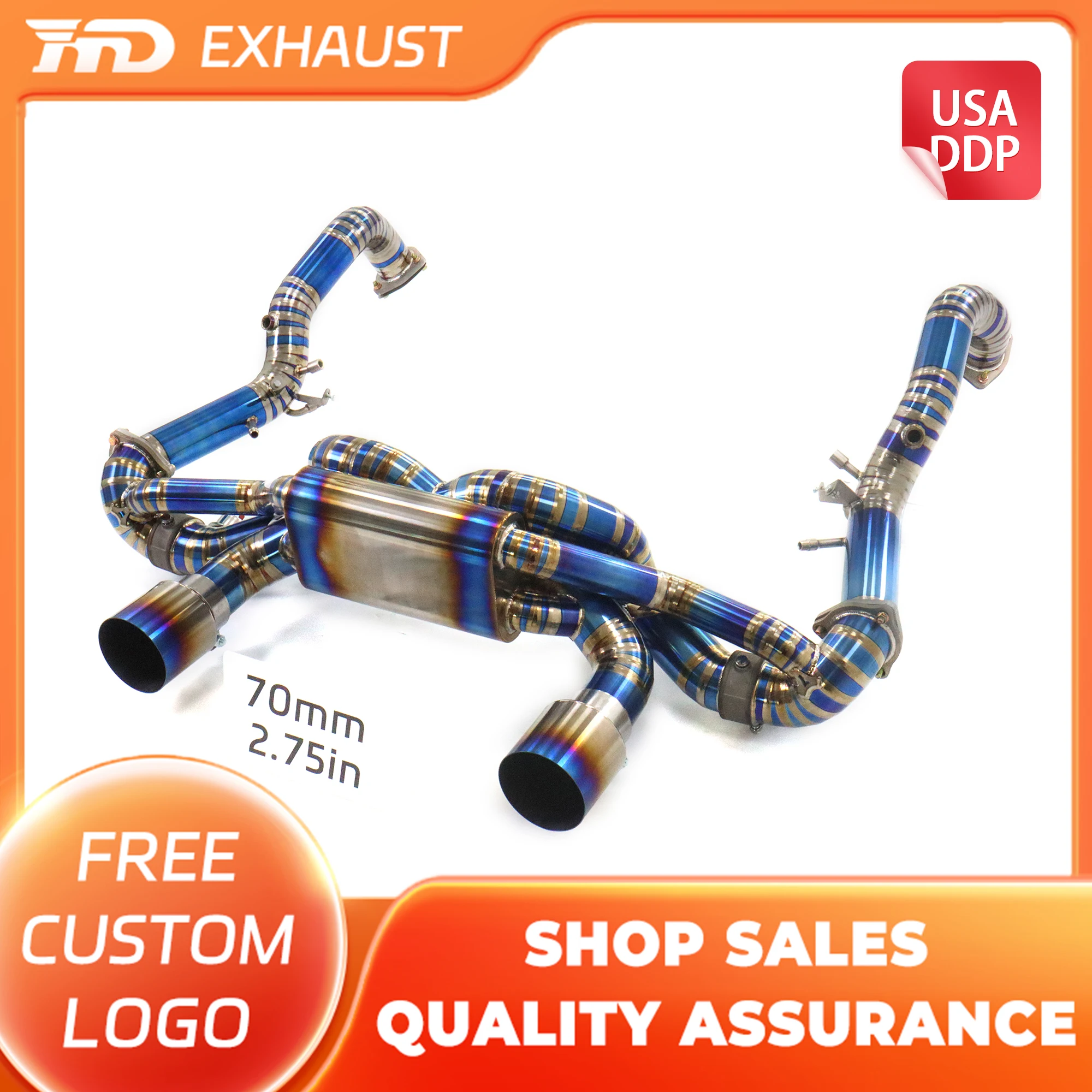 

HMD Hot Sale Titanium Downpipe With Catback Exhaust for Porsche 718 GT4 RS 4.0L Exhaust System With Vacuum Valve Muffler