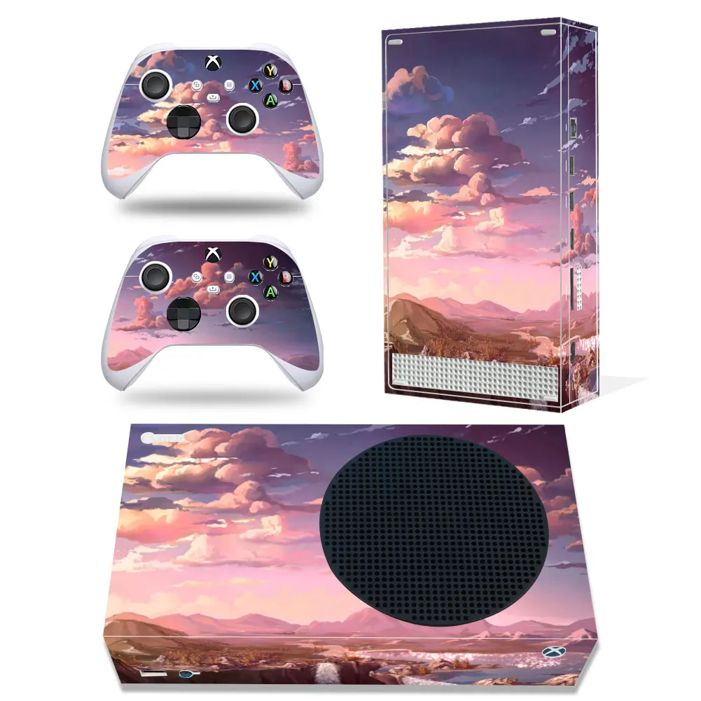 Cubierta adhesiva de piel con diseño de nube para consola Xbox Series S y 2 controladores