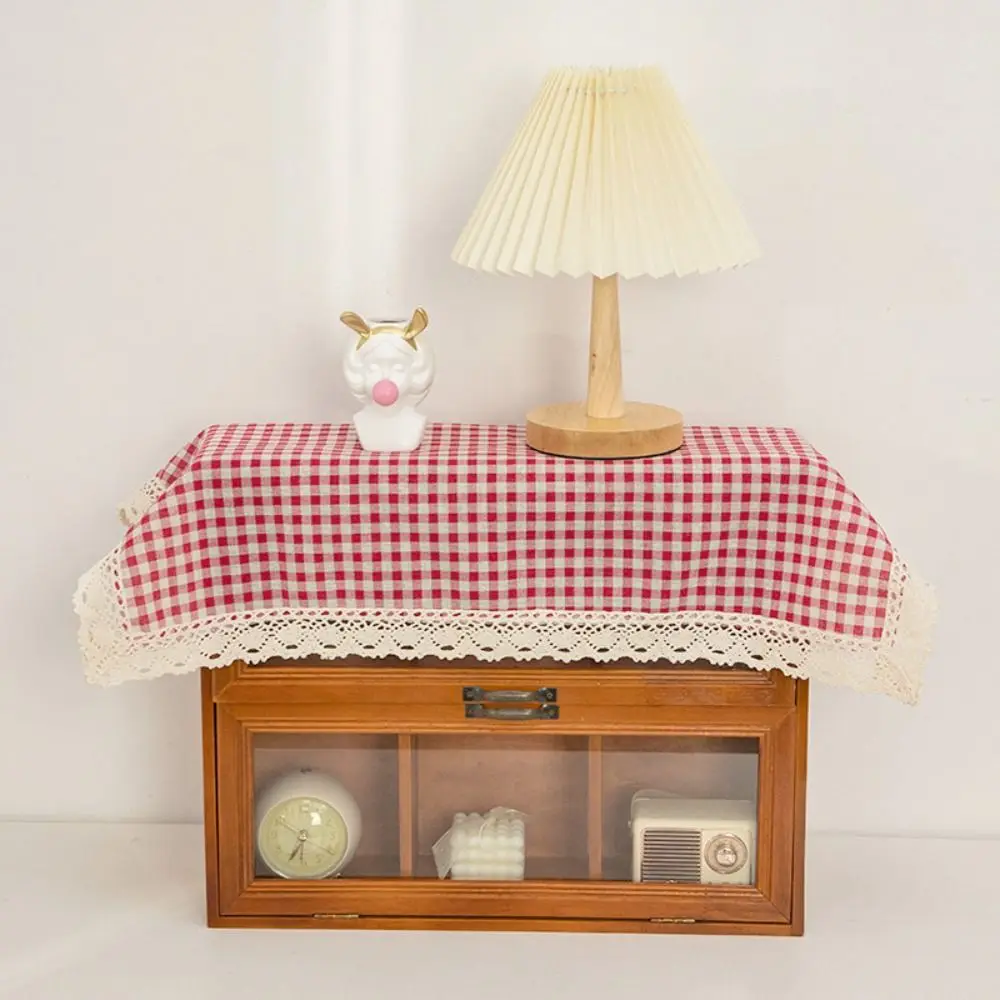 1개 40x60cm 전자레인지 먼지 천 소형 정사각형 레이스 테이블보 미끄럼 방지 천 먼지 방지 전자레인지 매트