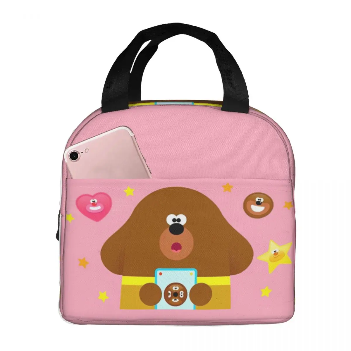 

H-Hey D-Duggees Cute Cartoon Insulated Lunch Bags High Capacity Lunch Container Cooler Bag Tote Lunch Box Office Food Bag