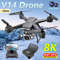 New V14 PC Drone Professional 8K High-Definition Dual Cameras GPS Wide Angle Aerial Photography Brushless Motor Quadcopter Gifts