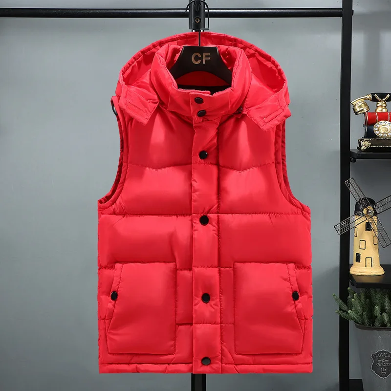 #3636 Black Red Beige Blue Winter Vest Jacket Slim Fit Warm Down Cotton Sleeveless Jacket Vest Waistcoat Outerwear Vest Coat 5XL