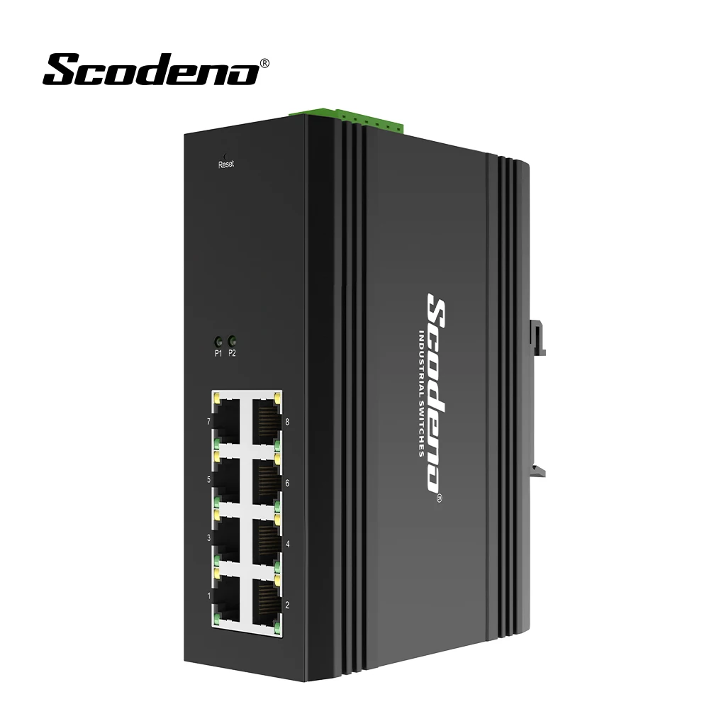 

Factory 8 ports managed industrial ethernet switch dinrail outdoor POE gigabit SNMP VLAN Ring network es