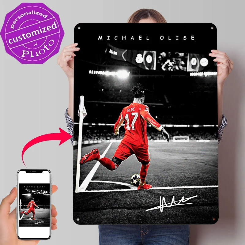 Michael Olise Soccer Player Tinplate Poster Customized Wall Art Retro Vintage Metal Signs for Fans Home Decor Room Wand Deko