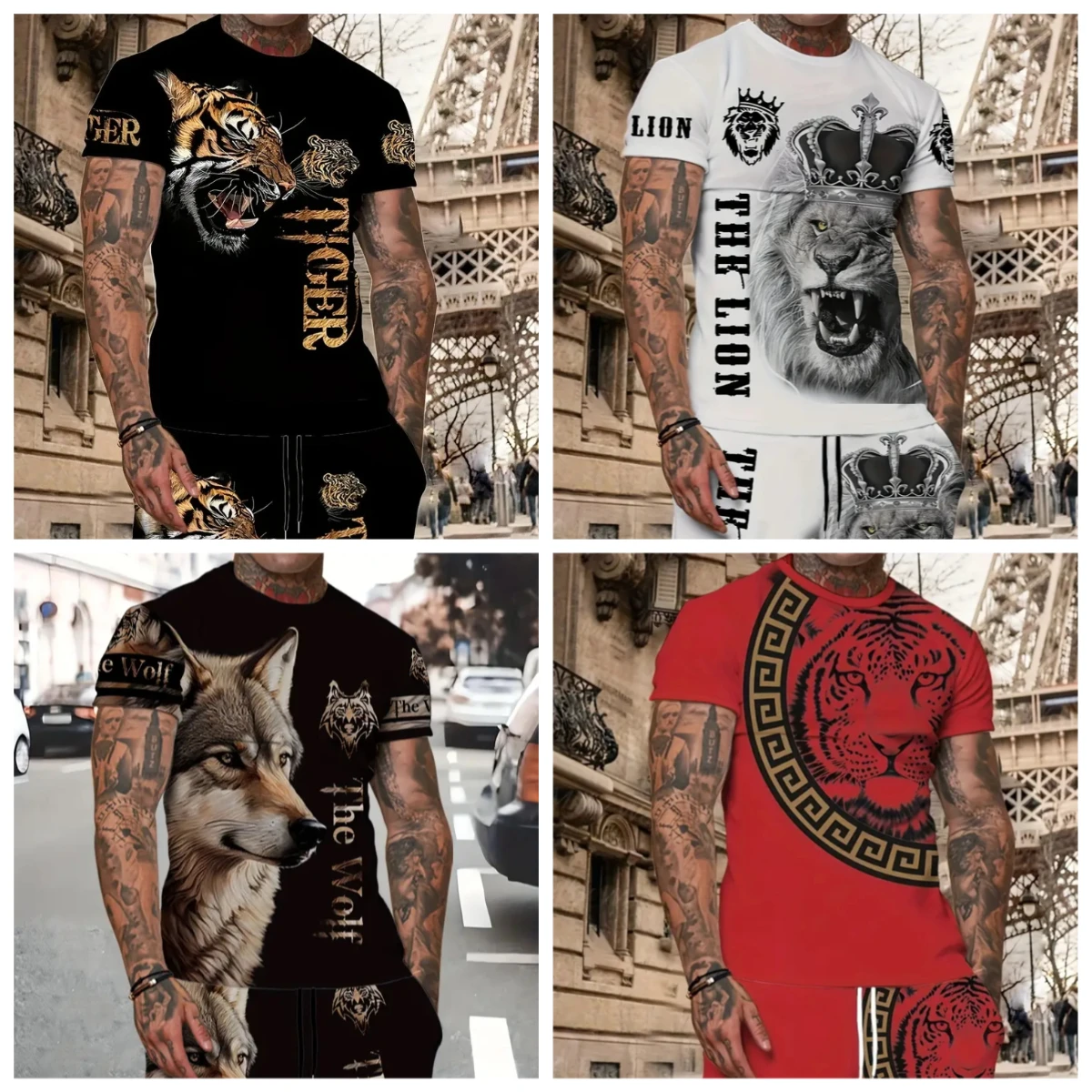 

25-26 Summer Hot-selling Fashion Trend Luxury Suit 3D Printing American Street Breathable Quick-drying T-shirt Shorts Set