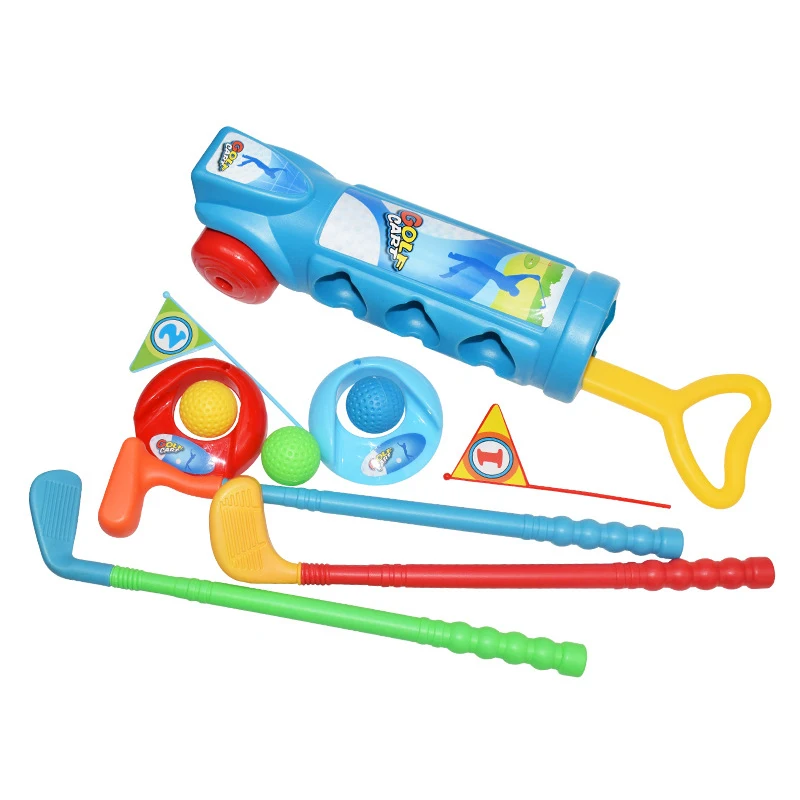 Parent-child Golf Practice Fun Indoor Outdoor Sports Fitness Toy Set with Balls Clubs Bases Flags