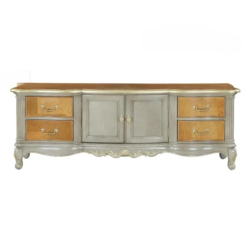 

Классический американский дизайнерский высококачественный серый двухцветный старый шкаф под телевизор для гостиной длиной 1,9 метра