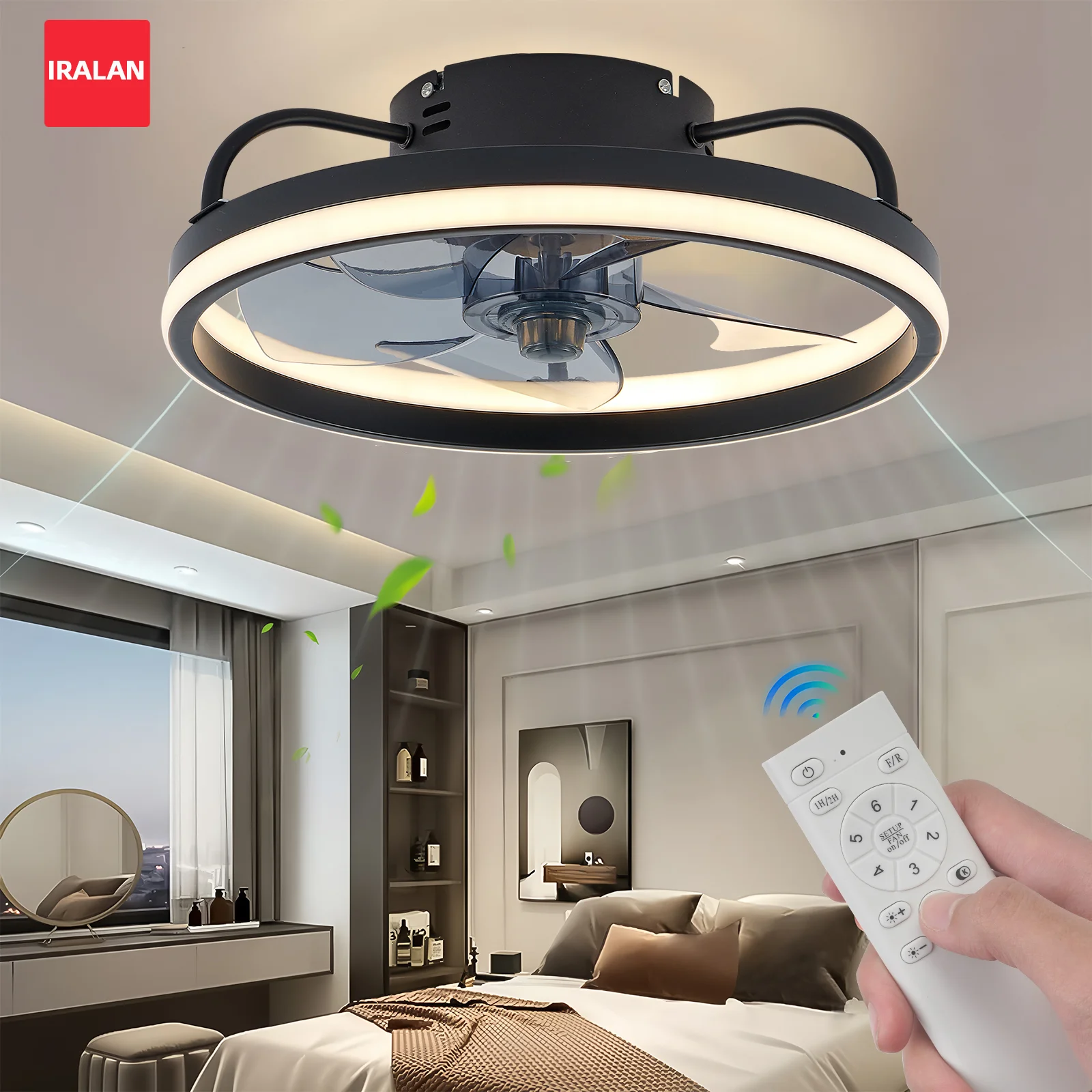 Minimalist Smart Ceiling Fan Light Energy Saving Super Bright 6-Speed Wind Ceiling Fan Light Living Room Bedroom Office LED Lamp