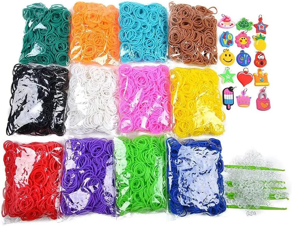 7200pcs Rubber Bands for Bracelets  Loom Bands Bracelet Making Kit  DIY Toys for Girls Children's Crafting Gift