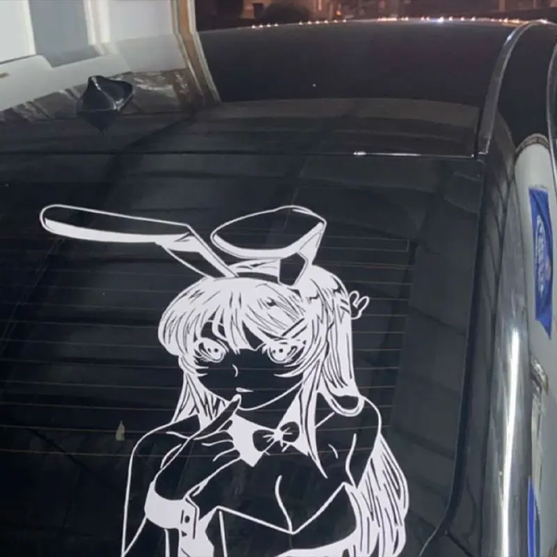 Anime naklejka królik dziewczyna do samochodu dekoracyjne naklejki okno drzwi tylna szyba zewnętrzne akcesoria sztancowanie etykiety winylowe
