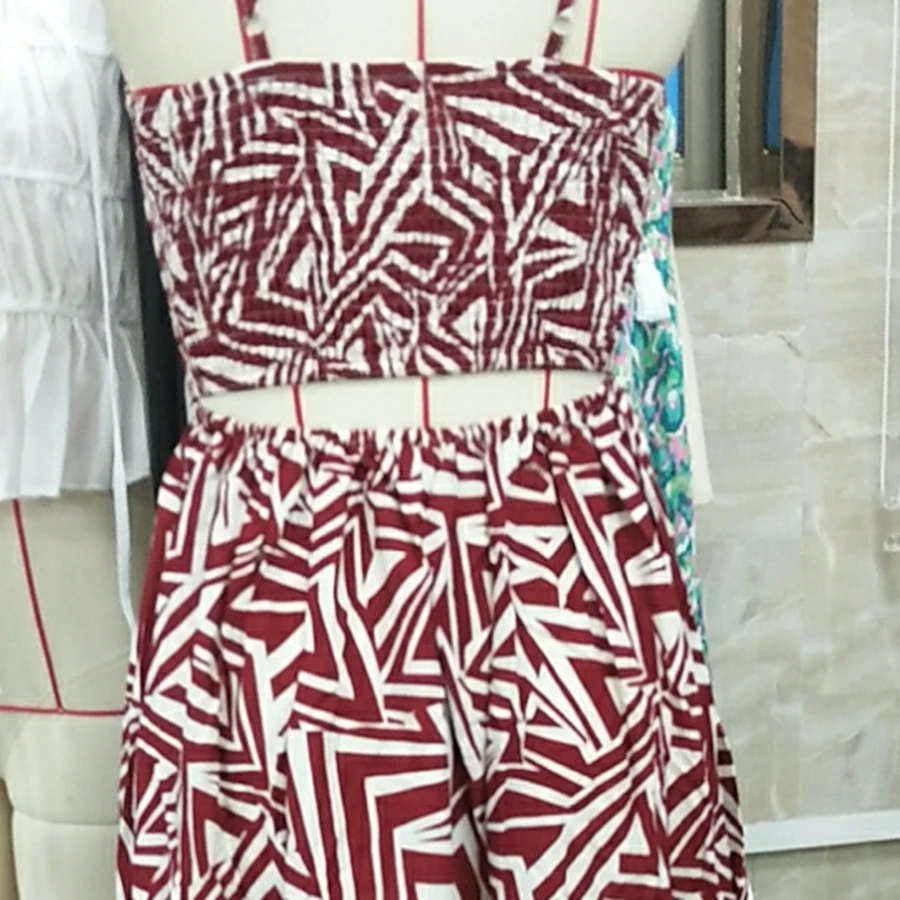 Vintage Women Sleeveless Dress Summer Geometric Print Cutout Backless Party Dress for Vacation Cocktail Beach Streetwear