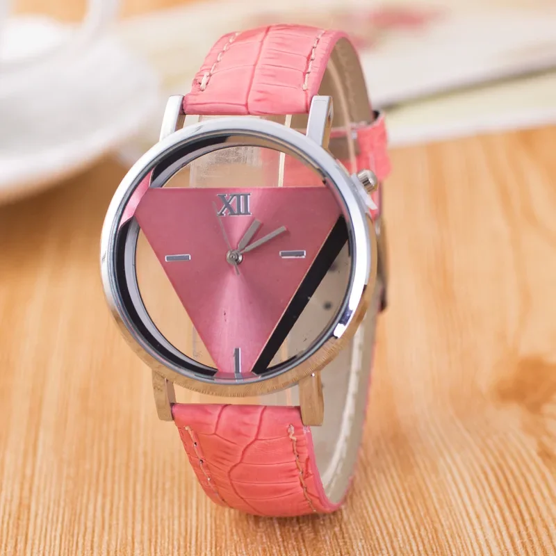 Simple Casual Design INS Women Watch Personalized Double-sided  Hollow Trendy Triangle Quartz Wristwatch Female Clock Gifts