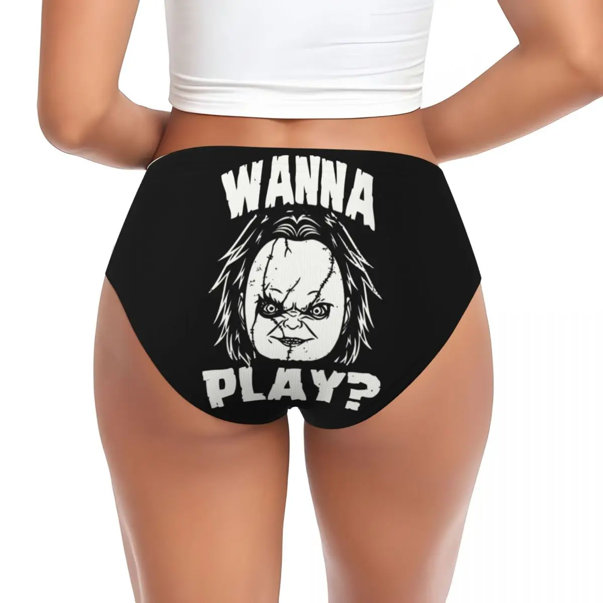 Custom Halloween Horror Movie Wanna Play Brief Panties Womens Comfort Chucky Doll Underwear